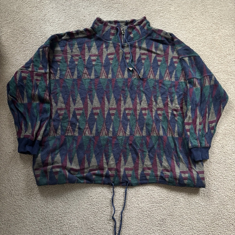Vintage 1990s Venezia Fleece Quarter Zip Men's Extra Large Baggy Oversized Y2K